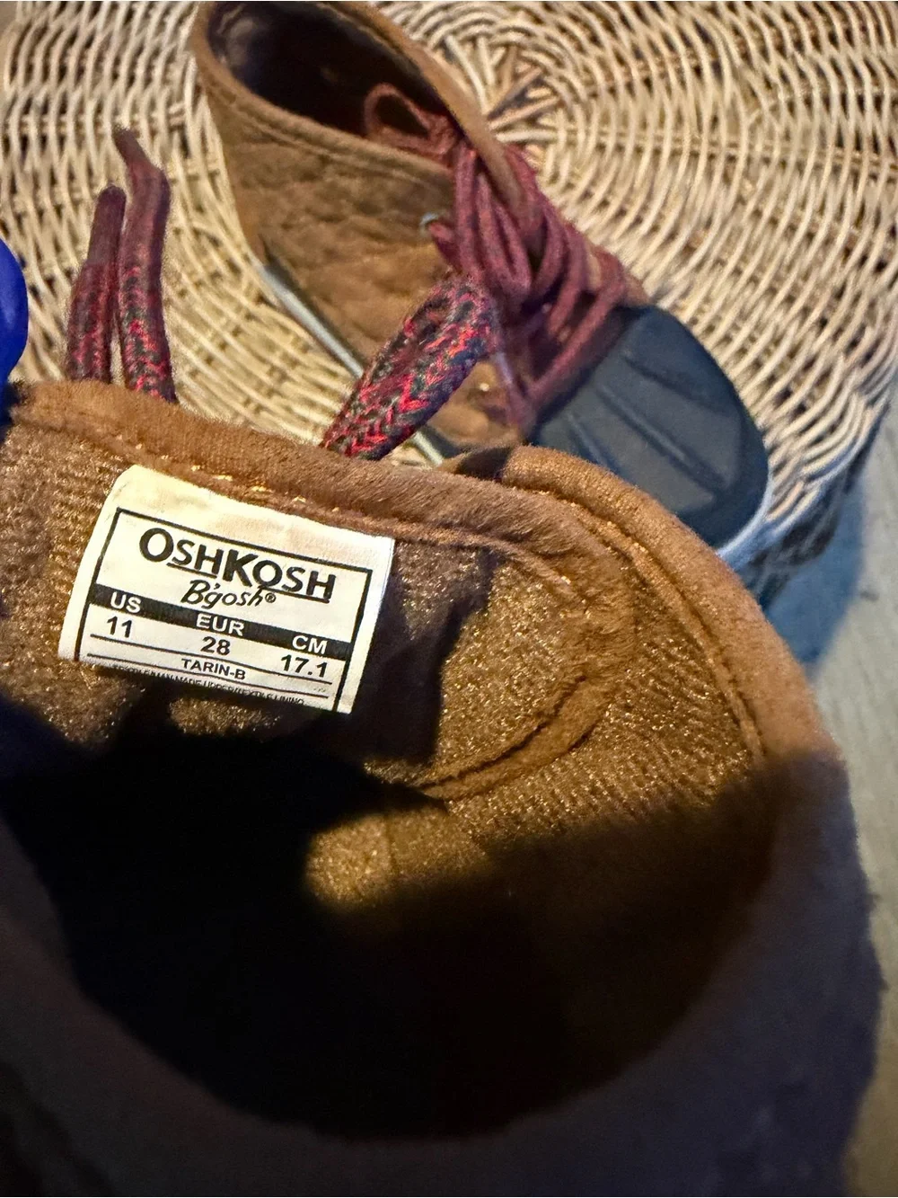 OshKosh B'gosh Kids Duck Boots Brown Black Lace Up Size 11